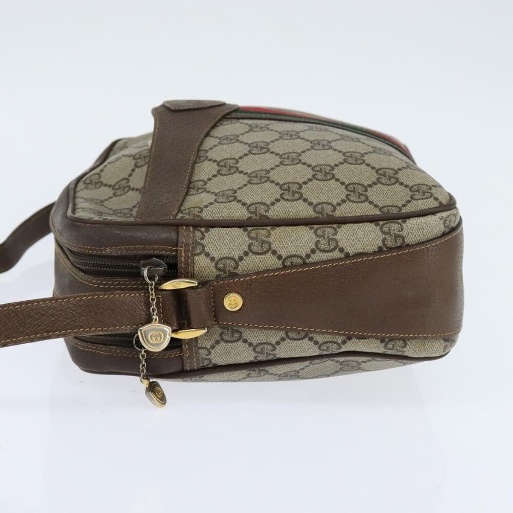 GUCCI GG Supreme Web Sherry Line Shoulder Bag PVC Beige Red Auth - Picture 10 of 15